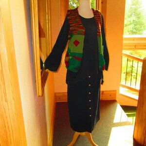 Tommy Hilfinger Button Front Skirt with Oh My Gauze Top & Hand Knitted Vest